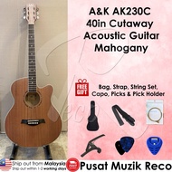 A&K Guitar AK Gitar 40'' Cutaway Acoustic Guitar Kapok Guitar Akustik AK-230C MAHOGANY【READY STOCK A