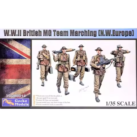 Gecko Models 35GM0014 1/35 WWII British MG Team In Combat [N.W.Europe] - Scale Model Kit
