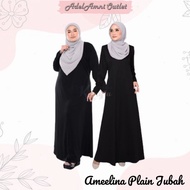 Jubah Ameelina Plus size Plain BF Friendly Muslimah - Black (Size 34-55)