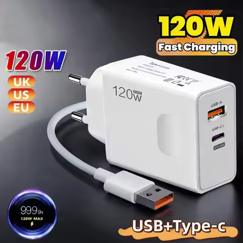 120W Super Fast Charging GaN Head Flash Charging EU US UK Mobile Phone Charger Suitable For Apple Hu