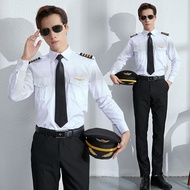 Captain Uniform Men's Shirt Navigation Uniform Business Formal Wear Slim White Shirt Men's Overalls 