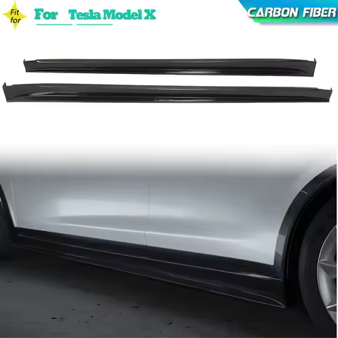 Carbon Fiber Car Side Skirts Extensions for Tesla Model X Sedan 4-Door 90D 75D 2016-2018 Side Door B