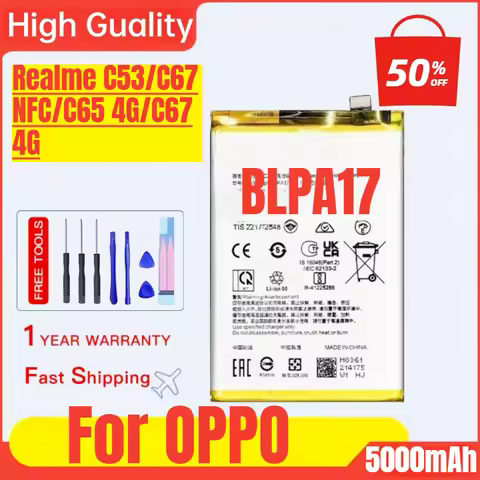 BLPA17 for OPPO Realme C53/C67 NFC/C65 4G/C67 4G Mobile Phone Battery High Capacity Battery Replacem