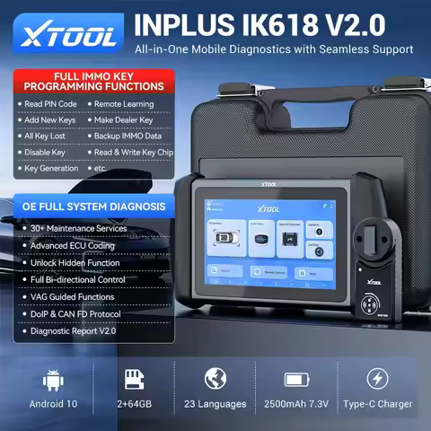 XTOOL InPlus IK618 Key Programmer Immobilizer Automotive Diagnostic Tool ECU Coding All Keys Lost Ke