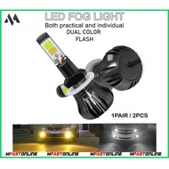 LED Fog Light Bulb FLASH LED Bulb, Dual Color Lamp Super Bright Car DRL Fog Lights Replacement H1/H3