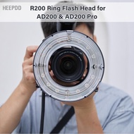 HEEPDD Godox R200 Ring Flash Head for AD200/ AD200Pro 200Ws Power Built-in 10W Modeling Lamp 3-Level