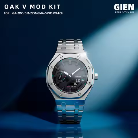 Giencreatives Casioak 5th Gen Mod Kit Stainless Steel Watchcase with tpu Rubber Strap for Casio GSho