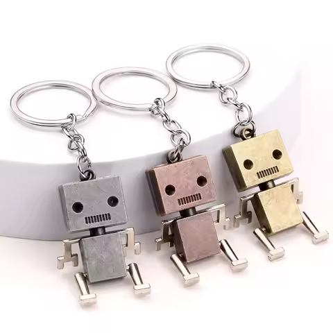 5PCS Random Creative Movable Joint Robot Charms Vintage Metal Robot Pendants Wholesale Party Favors 