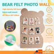 80*40cm Wall Sticker Reusable Stiker Dinding Bear-Shaped Felt Wall Tiles Photo Display Board
