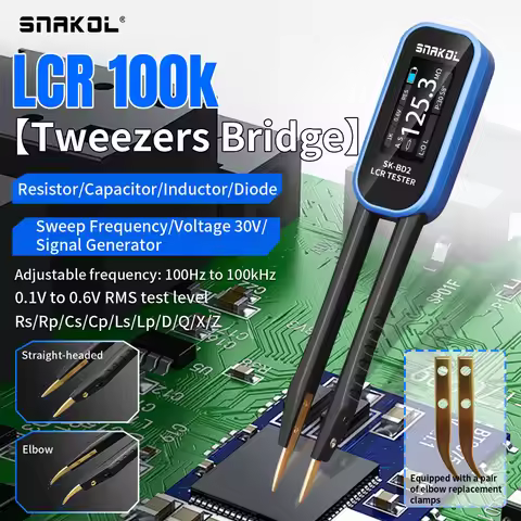 SNAKOL SK-BD2 Mini Digital Bridge Smart Tweezer LCR SMD ESR Tester Resistance Capacitance Inductance