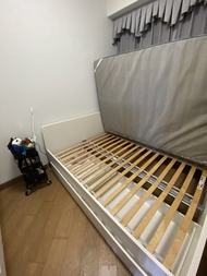 IKEA 雙人床架連床板及儲物抽屜