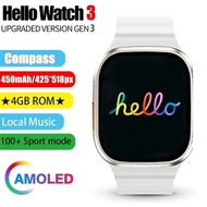 Original Hello Watch 3 Generation Smart Watch 2.04" AMOLED 4GB ROM NFC Compass Wristwatch Men Fitness Smartwatch For Android IOS