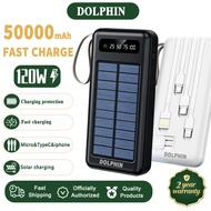 DOLPHIN Solar PowerBank Kabel Pengecas Pantas 4 dalam 1 500000mAh Lampu LED android iPhone TypeC mic