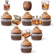 18Pcs Whiskey Cupcake Toppers Glitter Aged To Perfection Party Supplies Cheers to 30th 40th 50th 60t