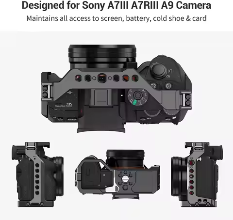 Smallrig Camera Cage for A7 III A73 A7M3 For Sony A7III Rig with Cold Shoe Mount Wooden Side Handle 