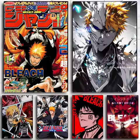 Anime B-Bleach Poster Self-adhesive Art Waterproof Sticker Coffee House Dorm Room Wall Decor