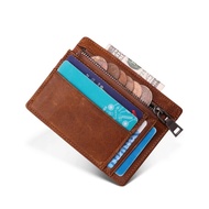 [Cc wallet] Super Slim Soft Wallet 100 Genuine Leather Mini Credit Card Wallet Zipper Purse Card Holders Men Wallet Thin Small Coin Purse