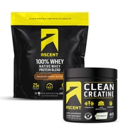 Ascent 100% Whey Protein Powder, Chocolate Peanut Butter 4 lb & Creatine Monohydrate Powder, Unflavo
