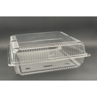 BX-125 BENXON 10" Square Cake Tray with Lock [ 50pcs± ] Bakery Disposable Plastic Clear Food Box - C