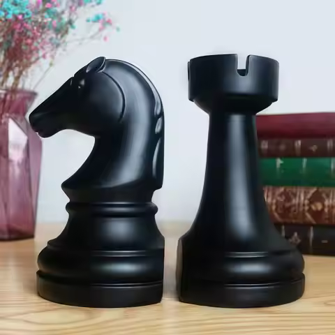 2 Pieces Chess Bookend Black Unique Bookends Decor for Desktop Decoration Book Shelf Decor