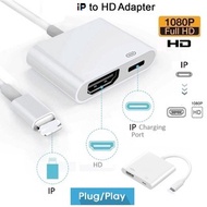 iP to HDTV Adapter, Ip Digital AV Adapter with iP Charging Port, for HD TV Monitor Projector 1080P