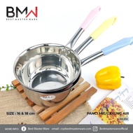 COLORFUL HANDLE MILK POT 18 Cm - STAINLESSmie - WATER COOKING POT - SOUP POT