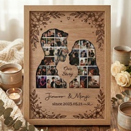 Personalized Anniversary Gift for Wife or Husband | Custom Wood Photo Collage Frame