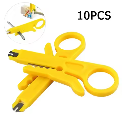 10pc Yellow Cable Stripper Plastic Strip Wire Punch Down Cutter Stripper Manual Pliers Tool For CAT-