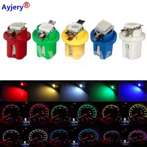 AYJERY 100PCS DC 12V T5 B8.5 Led T5 SMD 5050 1 SMD LED Car Light Instrument Bulb Gauge Dashboard Int