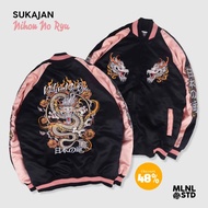 Sukajan Nihon Pink Satin TsuruTori Phoenix Sukajan Full Embroidery Sukajan Original Murayama Fenikku
