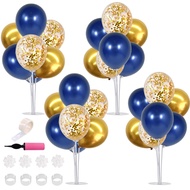 4 Set Navy Blue Gold Balloon Centerpieces for Table,Balloons Stand Kit for Graduation Decorations Cl