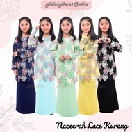 Baju Kurung Raya Lace Nazeerah Sedondon Budak - Black/Navy Blue/Mint/Soft Yellow/Baby Blue (Size XS-2XL)