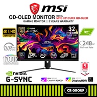 MSI MPG 321CURX QD-OLED 31.5-inch UHD 240Hz QD-OLED Curved Gaming Monitor (3Yrs MSI Warranty)