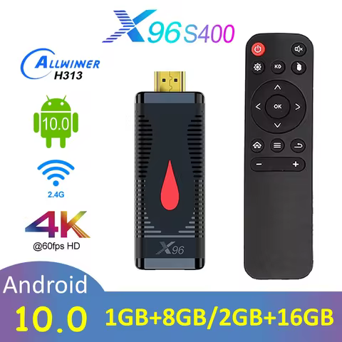 TV Stick X96 S400 Allwinner H313 Android 10.0 Smart TV Box for Moving 4K 2.4G WiFi Media Streaming P