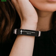 SONAR Inspirational Quotes Braclets, Silver Stainless Steel/PVC Family Friendship Bracelet, Wristban