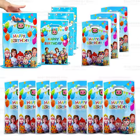 10/20pcs Cocomelon Gift Bags Goodie Bags Loot Bag Birthday Party Favors Supplies Decoration Chocolat