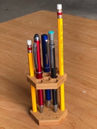 原是竹藝 孟宗竹層積板 六角形頂天立地 筆座