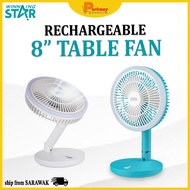 MINI PORTABLE TABLE FAN 8 INCH TABLE FAN RECHARGEABLE FAN TRAVEL FAN PORTABLE HANDHELD FAN KIPAS MEJ