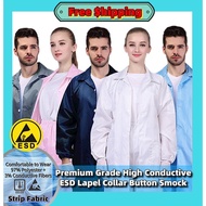 ESDS1073 (Direct Factory) Premium Grade High Conductivity Lapel Collar Smock ESD Dust-proof Anti-sta