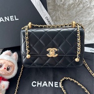 香奈兒 Chanel 25s cf mini 19cm 雙金球 雙金珠 黑金 黑色 金扣 牛皮 手提 單肩 斜挎