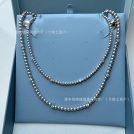HEFANG HEFANG Bubble Long Necklace Light Luxury Elegant Gray Pearl Necklace