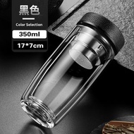 高硼矽玻璃杯禮品水杯泡茶杯子雙層隔熱耐高溫玻璃杯鵝蛋 - 黑色蓋子鵝蛋杯350301-400ml