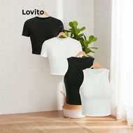 Lovito Women's Basic Plain Cropped Tank Top Casual Top L80ED368