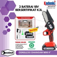 Mini cordless chainsaw 4" 2 baterai Chainsaw gergaji rantai elektrik mini 4" senso mesin potong kayu