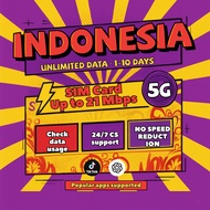 Indonesia SIM Card 4G/5G Data Unlimited 1-10 Days Daily 1GB/2GB/3GB For Tourist
