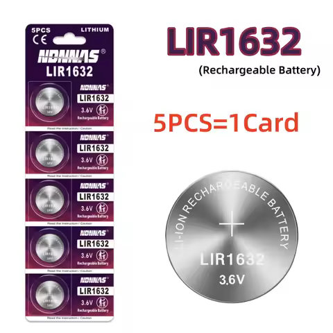 5-60PCS LIR1632 LIR 1632 3.6V Lithium Rechargeable Batteries for Watch Car Remote Control Replace CR