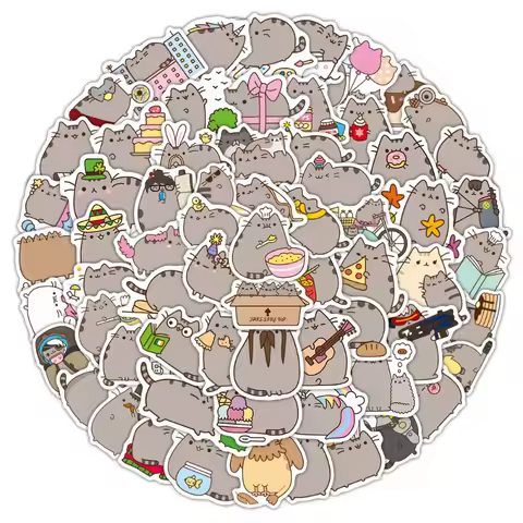 100pcs Cartoon Cute Pusheen Creative Personality Doodle Decorative Stickers