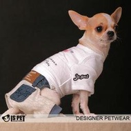 ISPET 寵物衣  SP-060 歐洲時尚寵物連身裝 S 白色上衣款 小型犬適用(吉娃娃約克夏)