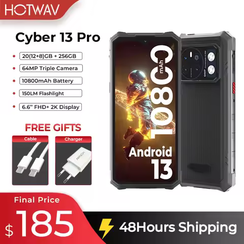HOTWAV Cyber 13 Pro Android Rugged Devices Global Version 150LM Flashlight 20GB+256GB 6.6'' FHD+ 2K 