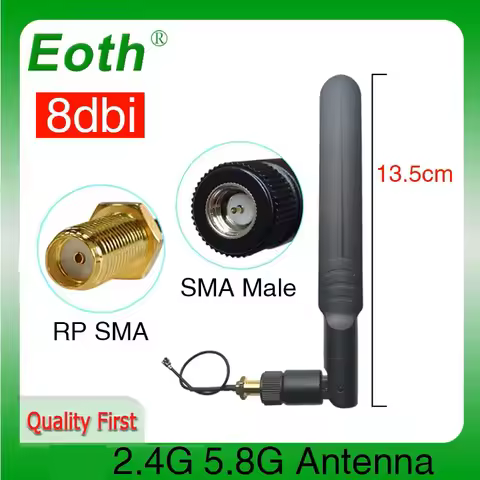 EOTH 2.4ghz wifi Antenna pbx 2.4GHz 5.8Ghz Dual Band 8dBi SMA Male Connector wi fi 2.4 IOT 5.8G Ante
